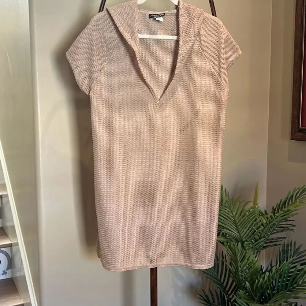 Khaki Crochet Look Swim Coverup